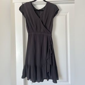 J Crew Faux Wrap V Neck Balck Dress Size 00